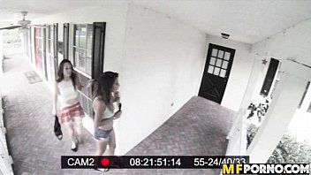 Preview 1 of Lesbian Night Gawker - Caught on camera teen 3some Jade Nile,  Sarai 1