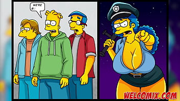 Preview 2 of Jillian Exploited - Three guys fucking hot and busty police officers! Police costume! The Simptoons,  simpsons porn
