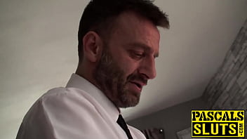 Preview 2 of Zimm Sex - Bigtits subslut in sexy lingerie dommed and fed with cum