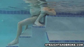Preview 2 of Babe Rimjob Old Man - Straight guy gets fucked in the pool for some cash