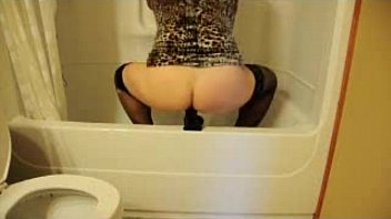 Preview 2 of Arbs Fag Come - crossdresser play with black dildo