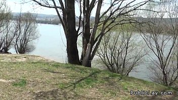 Preview 1 of Black Haired Office Sex - Blonde Hungarian amateur public blowjob and fuck
