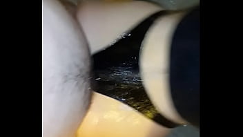 Preview 2 of Mom Got Bib Boobs - Me fucking my wife&#039_s big wet ass in latex strings in shower