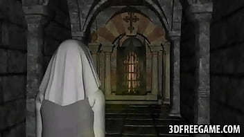 Preview 2 of Hijab Jean - Tasty 3D cartoon nun getting her pussy pounded