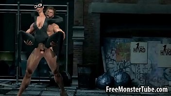 Preview 1 of Sister Help Pee - 3D Catwoman getting fucked outdoors by Wolverine