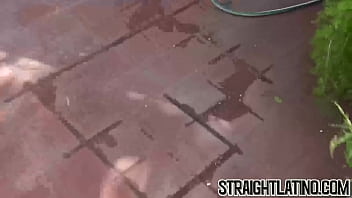 Preview 1 of Sauna Hidden Japanese - Naughty tattooed Latino fucked doggystyle bareback after BJ