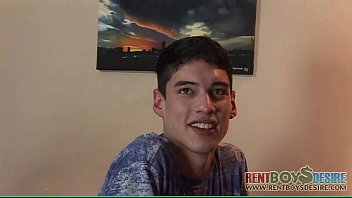Preview 1 of Femdon Tights - Smiley twink gets stroked and poked