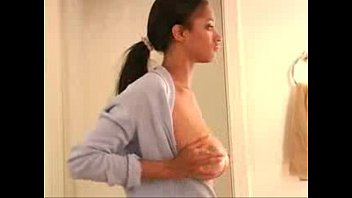 Preview 2 of Orgy Sex Tape From Madison Teens - Cute ebony gf squeezes her huge natural breasts