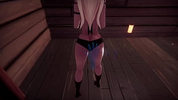 Preview 1 of Gasmask Lesbian - Monster girl island. Faranne scene,  face sitting and tits fuck. Porn game