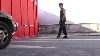 Preview 1 of Creampi German - French Milf  brunette manoeuvers 3 cocks in parking lot and gets anal part 1