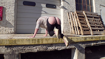 Preview 1 of Chrissy Moran Stairs Strip Tease - 43yo flasher - walking the docks in buttless pants