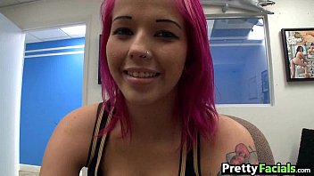 Preview 1 of Mary Clare Nude Resort - Girl with pink hair porno gets a facial 1 1.1