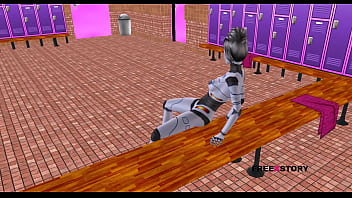 Preview 1 of Vahdi Com Xxx - An Animated 3D Cartoon Porn Video - A Sexbot Robot Girl Giving Sexy poses then Riding a mans dick in Reverse Cowgirl Position.
