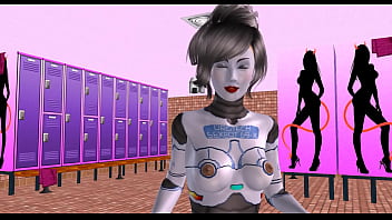 Preview 4 of Vahdi Com Xxx - An Animated 3D Cartoon Porn Video - A Sexbot Robot Girl Giving Sexy poses then Riding a mans dick in Reverse Cowgirl Position.
