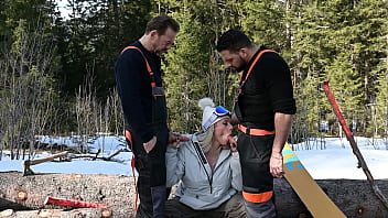 Preview 2 of Amber Corr - Sexy Snowboarder Brittany Bardot Invites Lumberjacks Back For DP Threesome GP2970