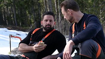 Preview 1 of Amber Corr - Sexy Snowboarder Brittany Bardot Invites Lumberjacks Back For DP Threesome GP2970