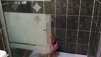 Preview 2 of Anegel Whte - I watch my stepmom masturbate while cleaning the shower.