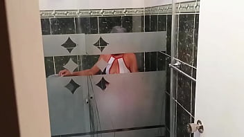 Preview 1 of Anegel Whte - I watch my stepmom masturbate while cleaning the shower.