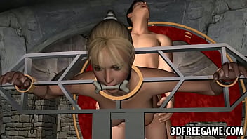 Preview 2 of Office Pornt - Restrained 3D cartoon blonde babe gets fucked hard