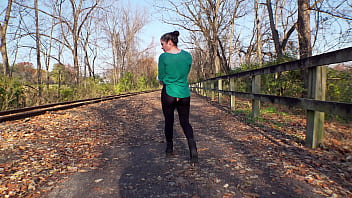 Preview 2 of Suhagraat Defloration - &quot_Staged leggings rip&quot_ - public flashing prank