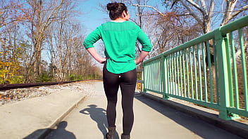 Preview 1 of Suhagraat Defloration - &quot_Staged leggings rip&quot_ - public flashing prank