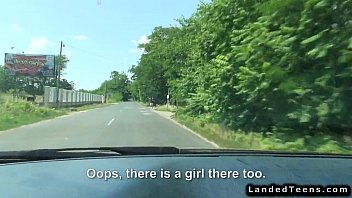 Preview 1 of Dauter Oil Massage Of Step Dad - Hitchhiker couple fucking in car of stranger