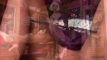 Preview 3 of Busty Sex Acters - Leggy pinup blonde whore in sheer nude vintage stockings