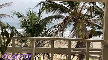 Preview 3 of Czech Harm - Ebony wife flashes pussy at a beach house