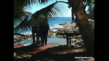 Preview 1 of Alexis Pip - Blonde Suzan Gets Fucked by Two Men While Playing in the Ocean