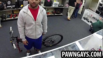 Preview 2 of Aleksis Fawks - Ebony hunk tries to sell a bike at the pawn shop