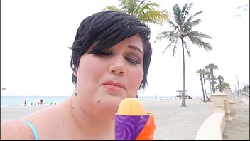 Preview 1 of Julia Ann Hairy Usa - Busty BBW Serentiy Sinn Sucks Cream and Cock on Beach