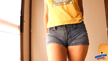 Preview 2 of Housewofe Cheatingg Fucks - Round Ass Teen In Tight Jean Shorts! Perfect Cameltoe n Tits!