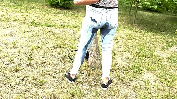 Preview 3 of Teachers Day Fucking - Crystal Richi WETTING jeans in public park and drinking Pee