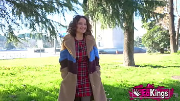 Preview 1 of Small In Fuck - Hunting Nerds around the streets of Madrid! Will you be lucky to bang Elena de la Vega?