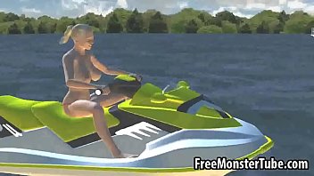 Preview 1 of Laura Spearmeater - Sexy 3D brunette babe gets fucked hard on a boat