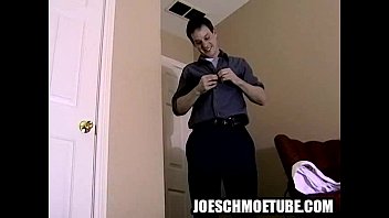 Preview 1 of Lingerie Polkdots - Horny amateur hunk tugging on his rock hard cock