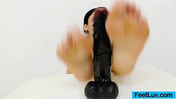 Preview 4 of Tube Videos Zafira Ddf - Dark fake penis gets a footjob