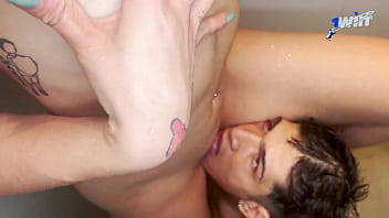 Preview 3 of School Fist Time Six - Latina babe and her boyfriend have hot shower sex