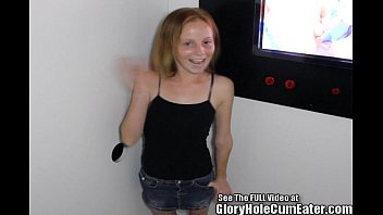 Preview 1 of Xxx Prite Zanta Com - Red Head Tiny Slut Sucking Glory Hole Dick
