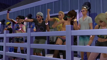Preview 2 of Female Trowing Up - Rave at the Quarry - Sims 4 Rave Video