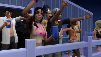 Preview 4 of Female Trowing Up - Rave at the Quarry - Sims 4 Rave Video