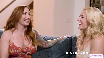 Preview 1 of Tens Unit Sex - Lesbian teen stepdaughter fingering big tits redhead stepmom
