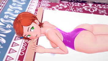 Preview 1 of Hishtey Tv - Gwen (version adulta) se pone su traje de ba&ntilde_o para follar en su cuarto