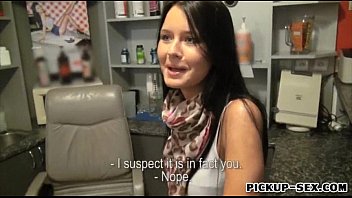 Preview 1 of Swallow Own Cum Challenge - Receptionist Nadine gives head and pussy stuffed for money