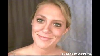 Preview 1 of Amazing Anal Chaturbate Scat - Blonde amateur Heaven sucking dick in pantyhose