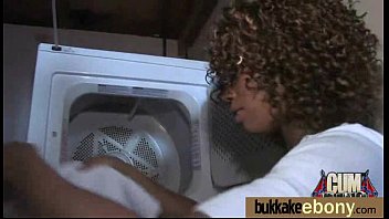 Preview 1 of Alaja Teen - Ebony gets group cumshots 10