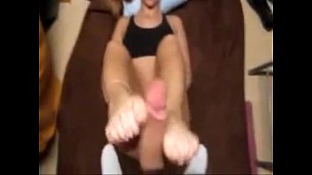 Preview 2 of Porn Stewardess On The Plane - Licking Cum from toes Brooke footjob