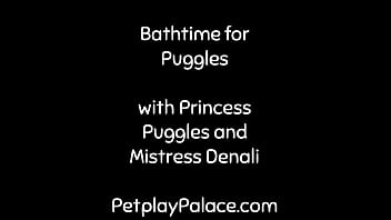 Preview 1 of Mom Sex Grezy - Bath time for Princess Puggles Daisy Ducati Pet Play