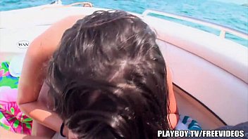 Preview 3 of Omegle Cam Bra Show - Teen gets fucked on a boat