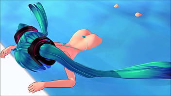 Preview 1 of 3gpking Show Private Hostel Grl - Hatsune Miku having fun at the pool